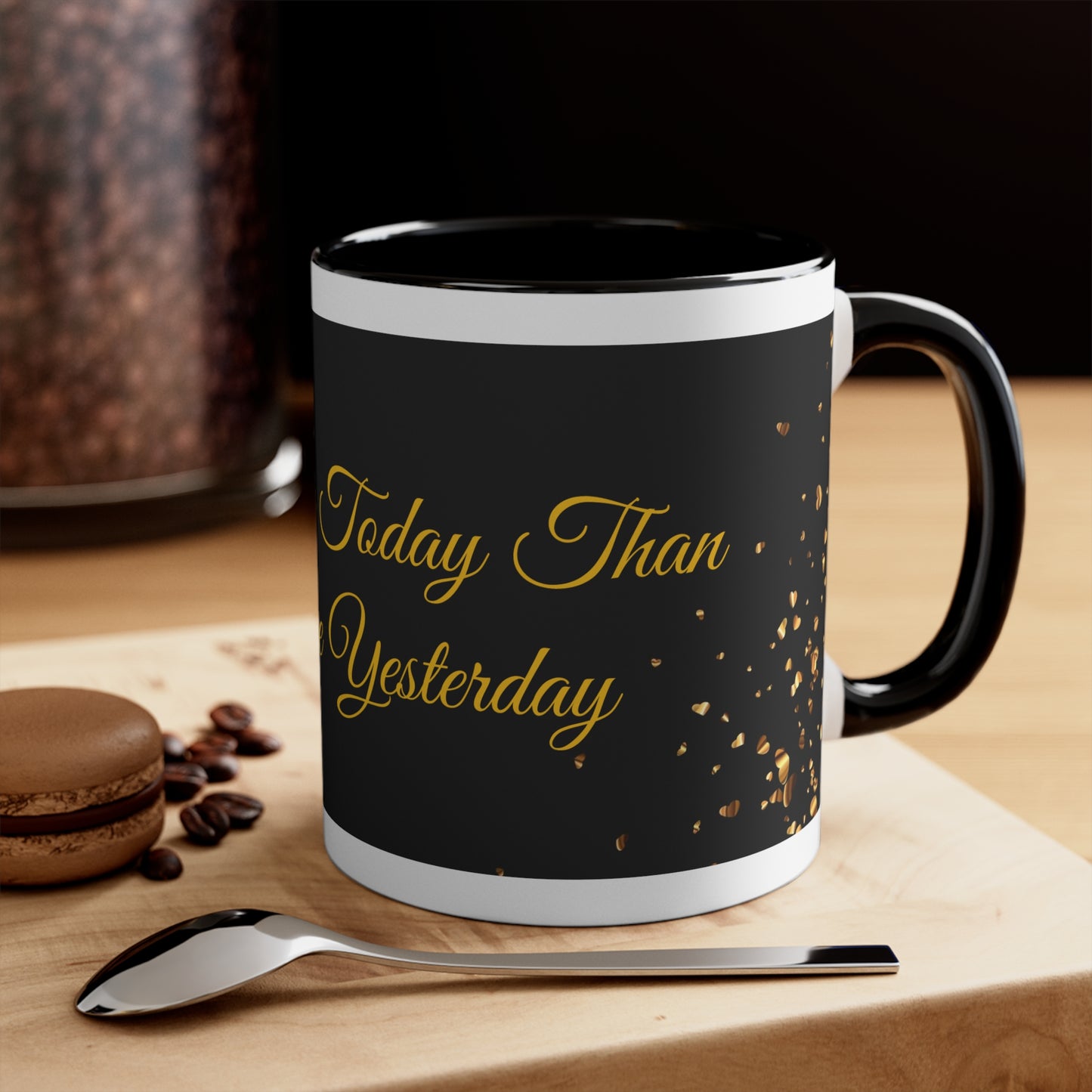 Be Better Today Sparkling Golden Heart Ceramic 11oz Accent Coffee Mug