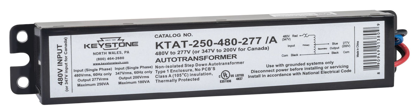 KEYSTONE KTAT-250-480-277/A 250W 480V STEP-DOWN TRANSFORMER