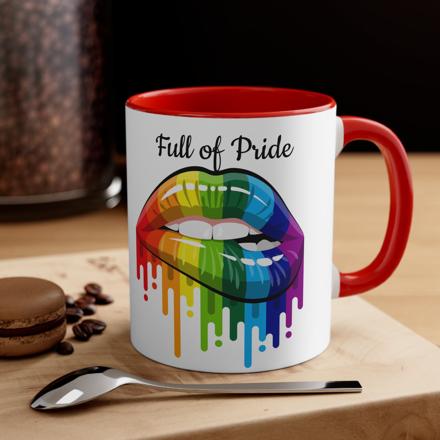 Open Mouth Rainbow Lips Full of Pride Coffee Mug, 11oz