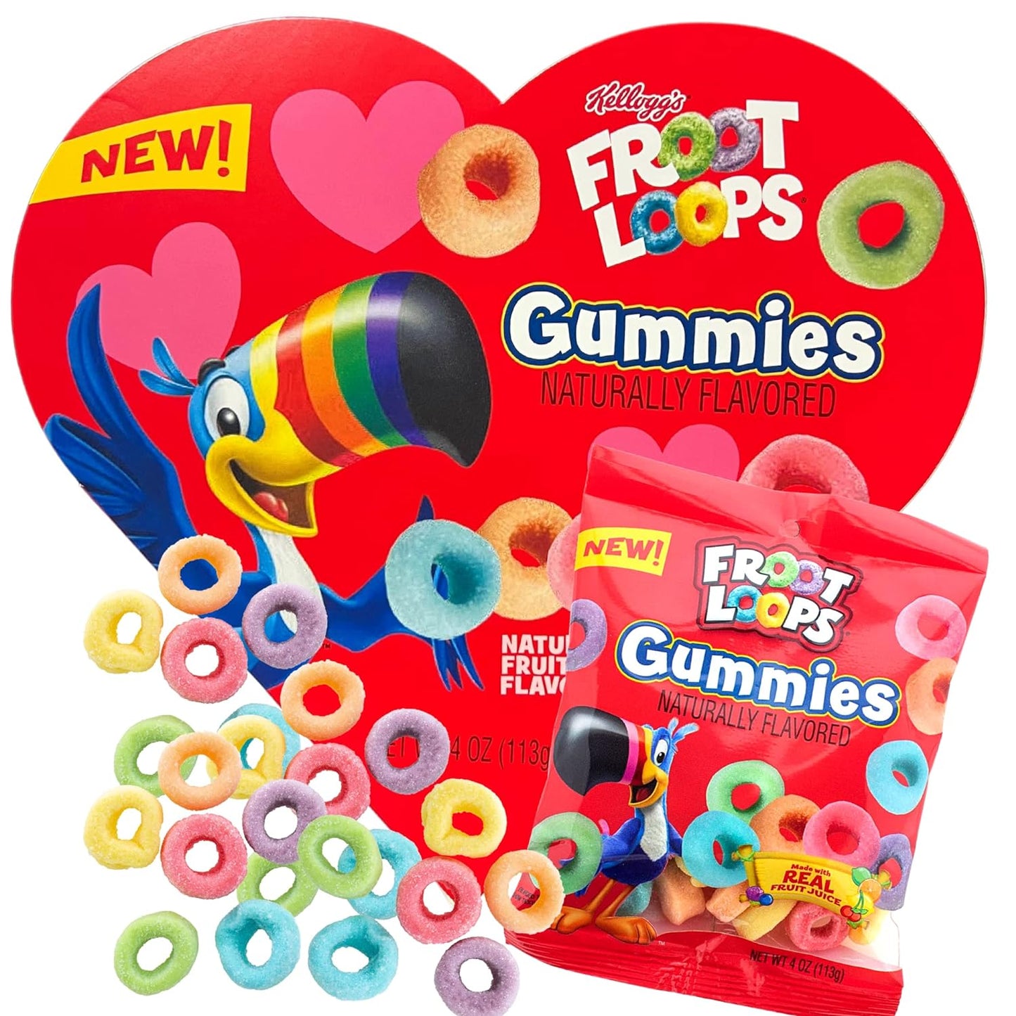 Froot Loops Gummies Valentine's Day Heart Shaped Box