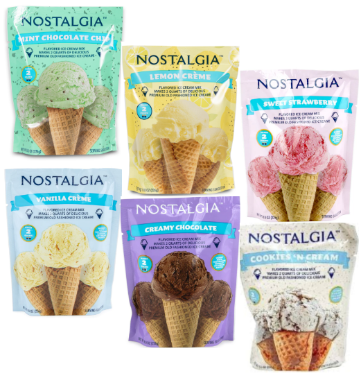 "Premium Ice Cream Mix Set – 8oz Packets (Strawberry, Vanilla, Chocolate, Mint, Lemon Creme, Cookies 'N Cream) – Makes 2 Quarts Each"
