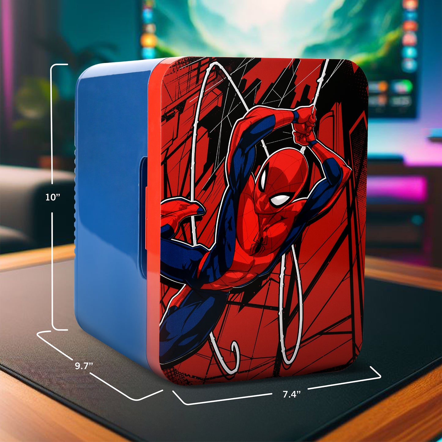 Marvel Spiderman Blue Red 6 Can Mini Fridge Thermoelectric Cooler 4 Litre