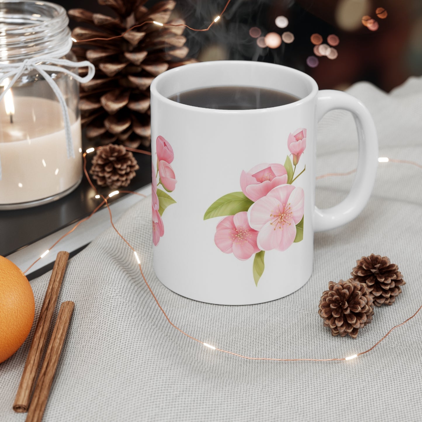 Spring Sakura Cherry Blooming Flowers Bouquet 11oz Ceramic Mug