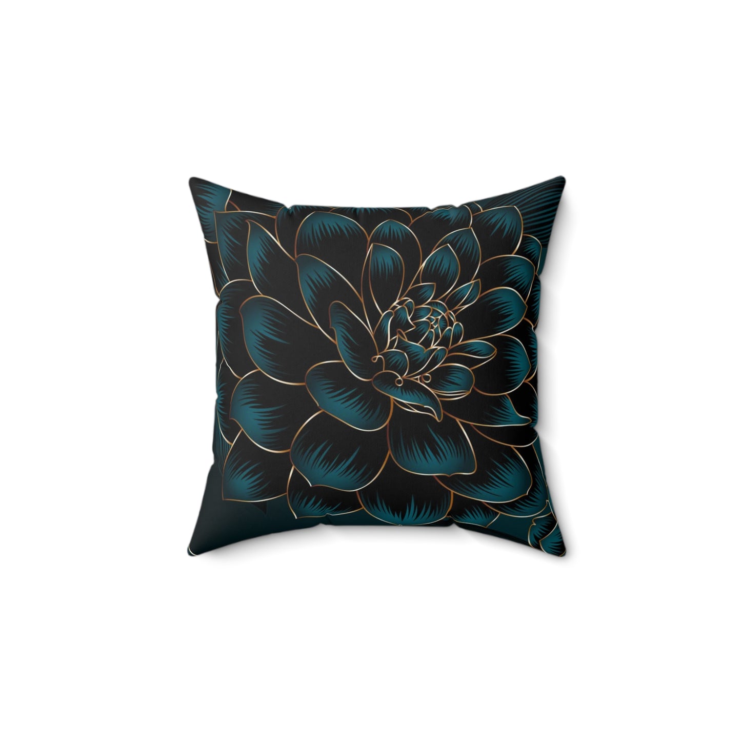 Luxurious Vintage Seamless Pattern with Golden Flowers Dahlia and Leaves Square Pillow