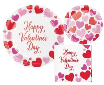 Happy Valentines Day Hearts Themed Party Pack - Plates &