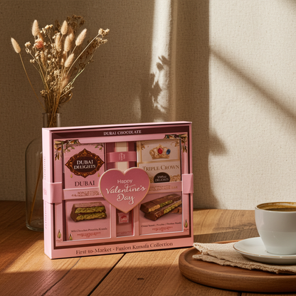 Dubai Delights® Valentine’s Fusion Kunafa Collection – Luxury Middle Eastern Dessert Gift Box