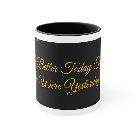 Be Better Today Sparkling Golden Heart Ceramic 11oz Accent Coffee Mug