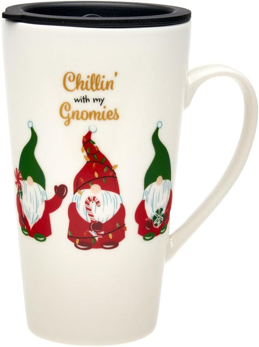 Godinger- 18oz Travel Mug Gnome for Cozy On-the-Go Sips