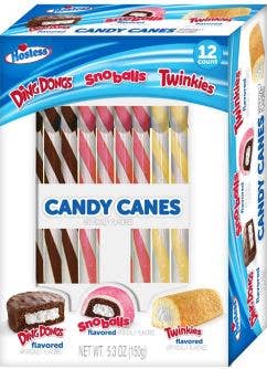 Hostess Assorted Candy Canes - Ding Dongs, Snoballs, and Twinkies Flavored Candy Canes, 12 Ct Box, 5.3 Oz