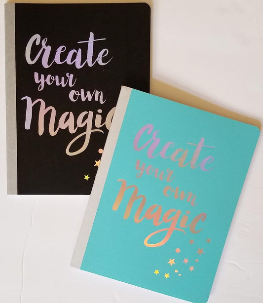 Create Your OWN Magic Poly Composition Notebook Set", College Ruled, 80 Sheet Jewel Tone Metallic