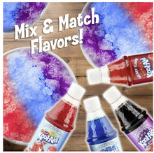 Load image into Gallery viewer, Kool-Aid Snow Cone Syrup Kit with 20 Strip cups &amp; straws and 16-Ounce Snow Cone Syrups ~ (Cherry~Blue Raspberry~Grape~Tropical Punch)
