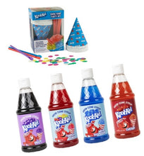 Load image into Gallery viewer, Kool-Aid Snow Cone Syrup Kit with 20 Strip cups &amp; straws and 16-Ounce Snow Cone Syrups ~ (Cherry~Blue Raspberry~Grape~Tropical Punch)
