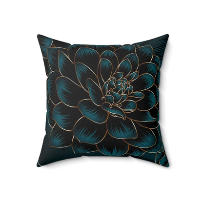 Luxurious Vintage Seamless Pattern with Golden Flowers Dahlia and Leaves Square Pillow