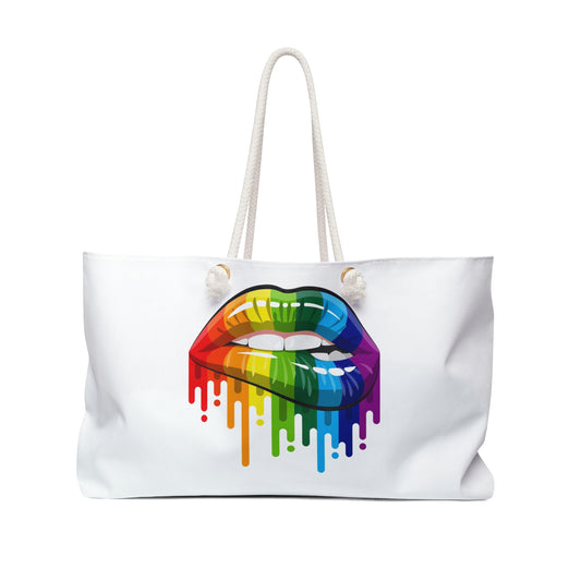 Open Mouth Rainbow Lip Weekender Bag