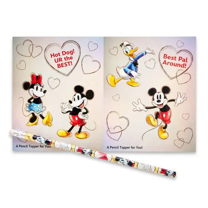 Mickey Mouse Themed 32 Valentines Day Cards with Pencils