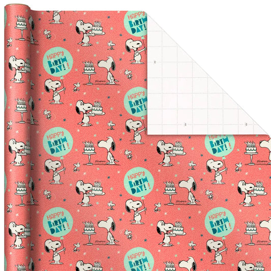 Peanuts Snoopy Happy Birthday Wrapping Paper 25 sq. ft. -