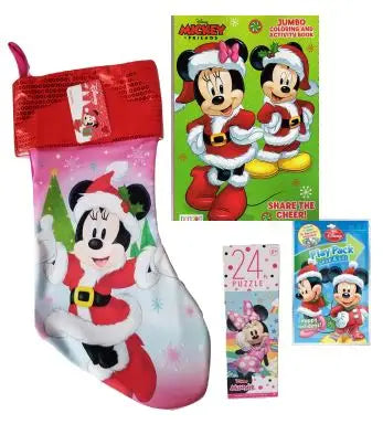 Pink & Red Christmas Theme Cuff Minnie Mouse 4Pc Gift Set -