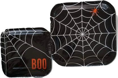 Webs-Pumpkin & Skeletons Halloween Party Pack - Plates Cups